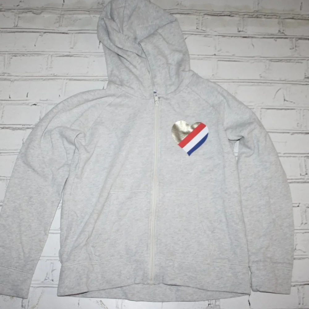 Gray Hoodie with Gold Heart – Girls XL
